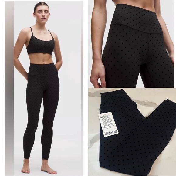 lululemon athletica Pants - NWT Lululemon Polka Flock Black Align High Rise Pant 28” Legging Size 6